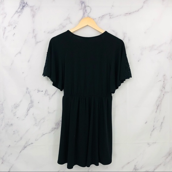 E020 Torrid Lace Sleeve Studio Knit Babydoll Top Black - Picture 5 of 6